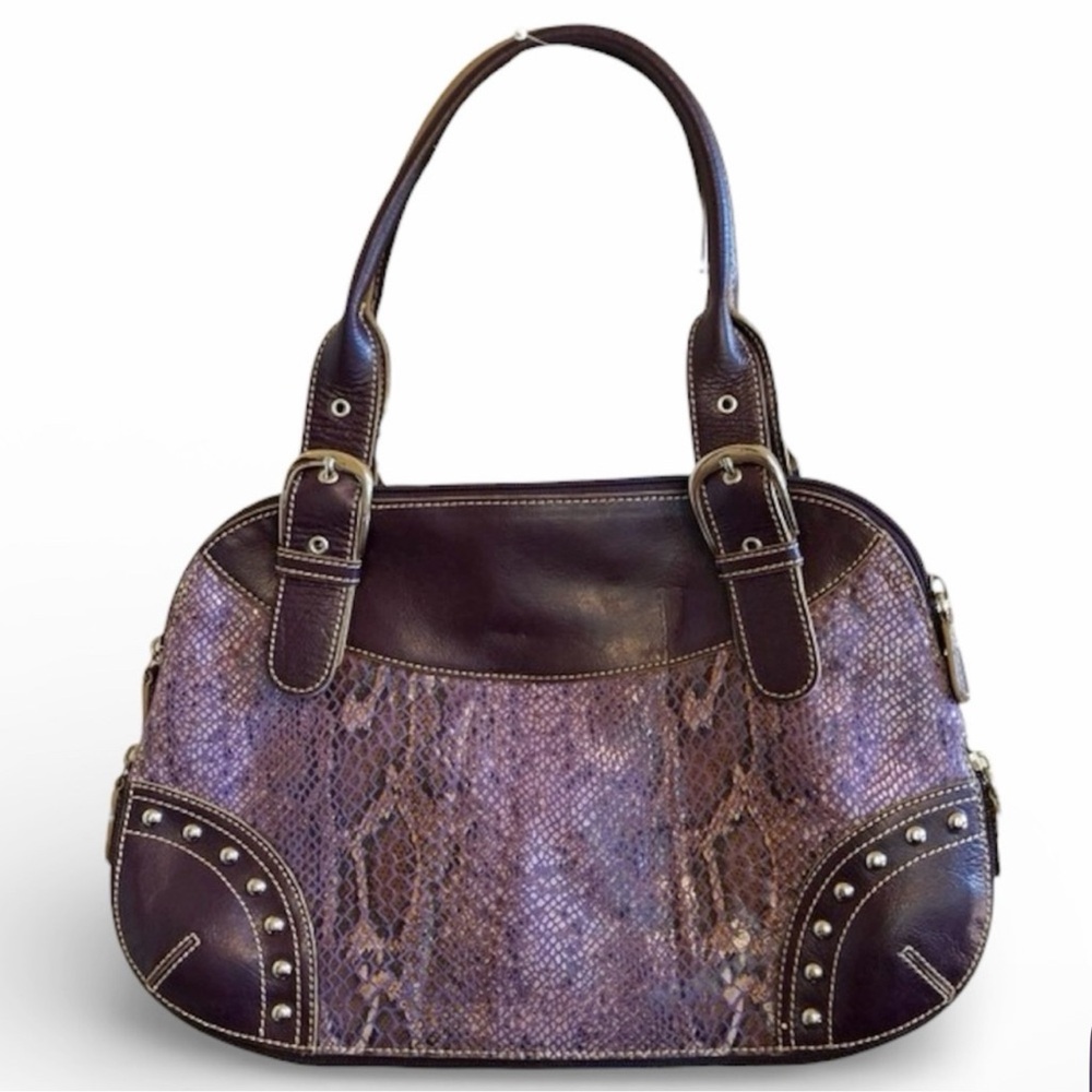 Sharif Purple Snake-Print Shoulder Bag